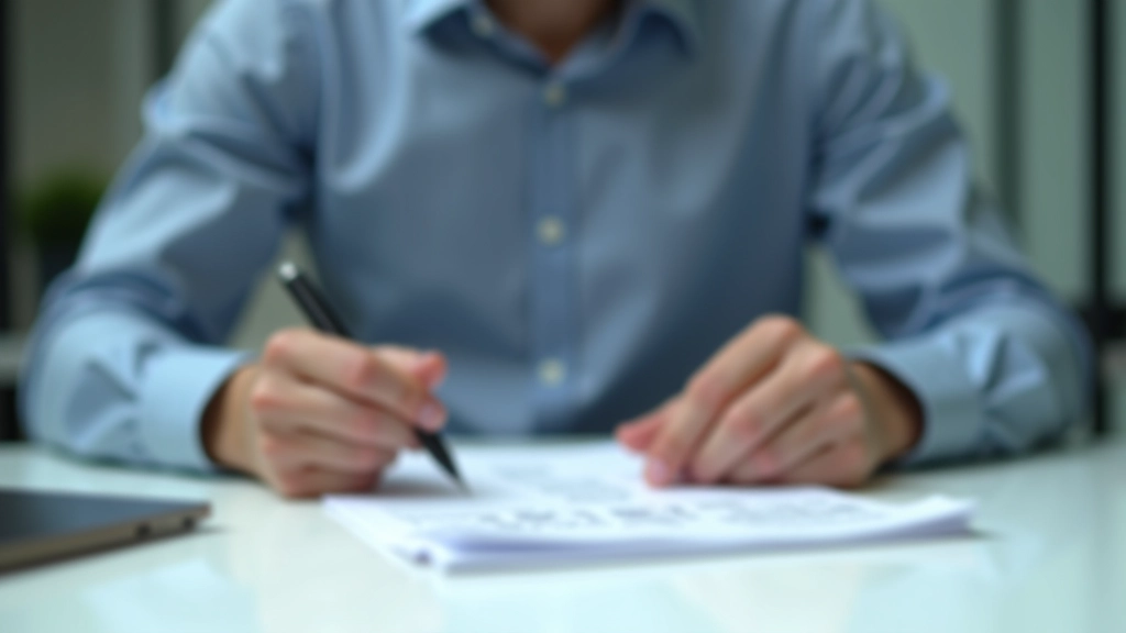 Young professional reviewing financial goals and retirement planning documents at desk