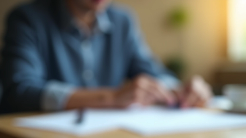 Person reviewing financial planning documents with coffee, focused expression, planning for retirement