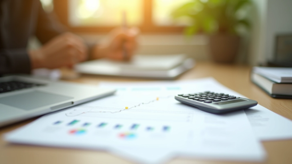 Professional workspace with retirement planning documents and financial spreadsheets organized on a wooden desk